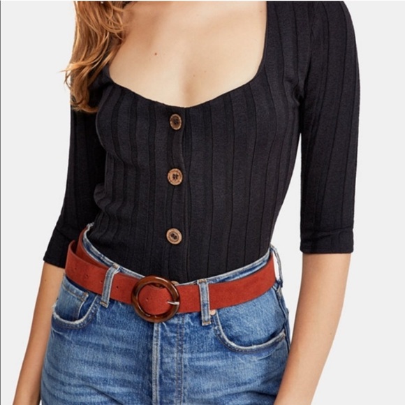 Free people Central Park black cardi ribbed top - Picture 2 of 8